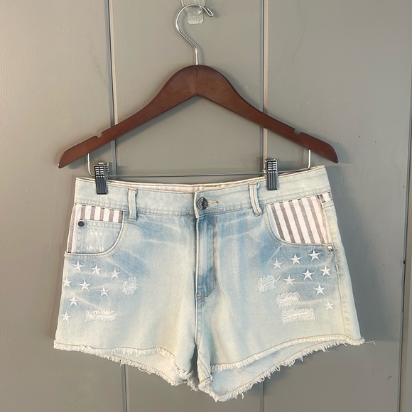 YMI Pants - YMI Jean Shorts USA Flag Stars Stripes American Western Cowboy Festival Denim